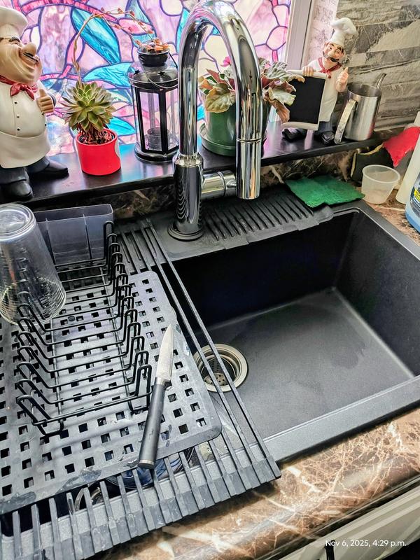 Danze Faucet Reinstalled in Big Beautiful Black Sink