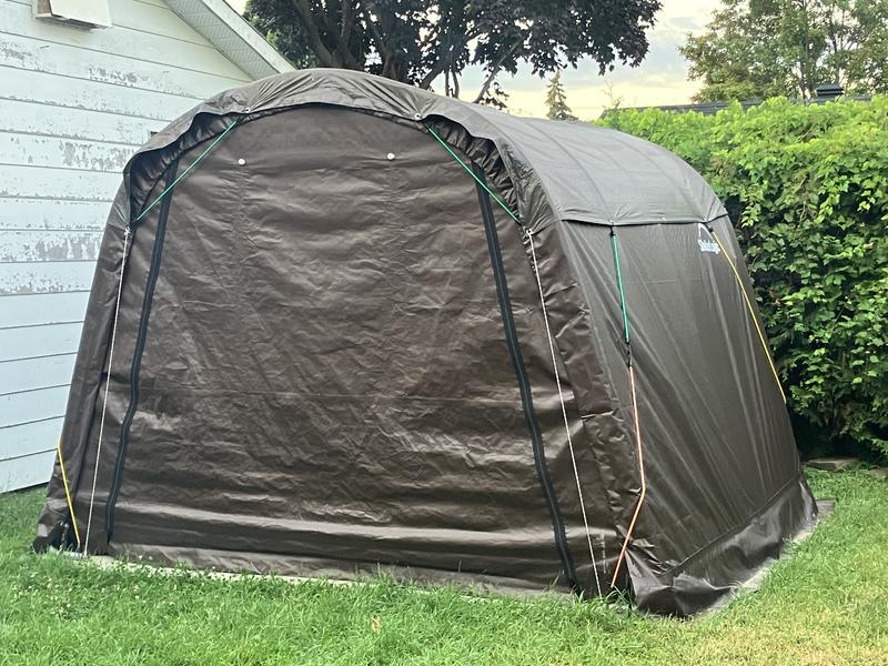 Tarp over shed