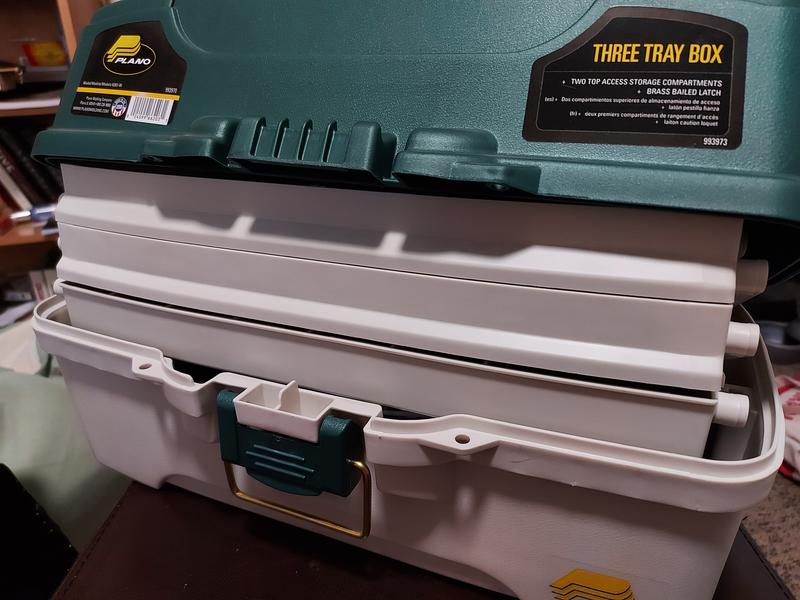 Plano 3 Tray Dual Top Access Tackle Box, Green/White