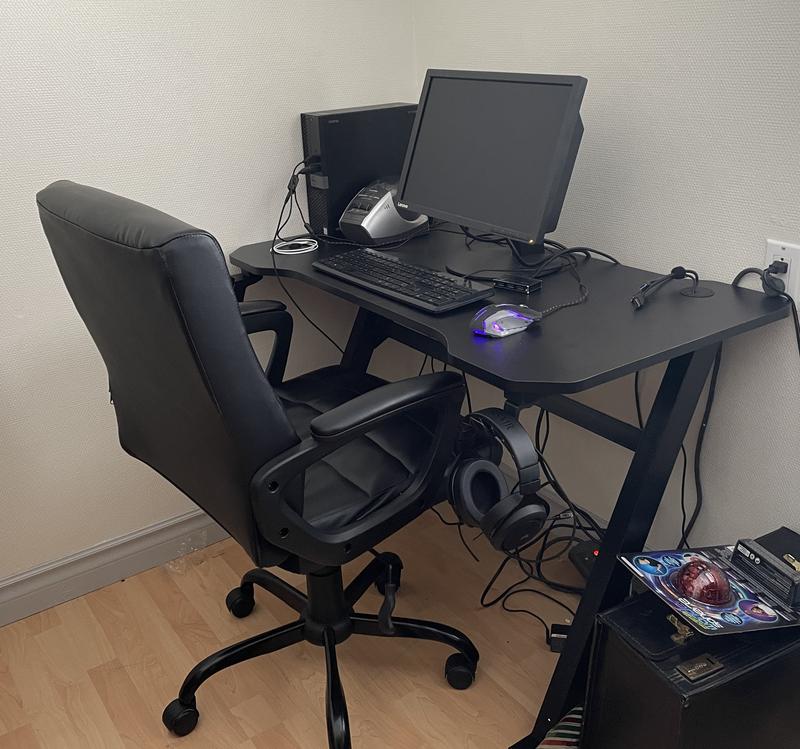 Standard case desktop and 20" screen. Pre wired for work from home laptop on the side