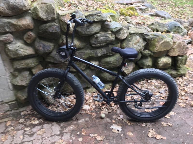 Schwinn Biggity with ape hanger handle bars and a Schwinn extra wide seat and back kickstand..