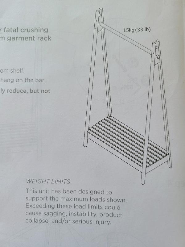Picture of assembly instructions page with weight capacity shown