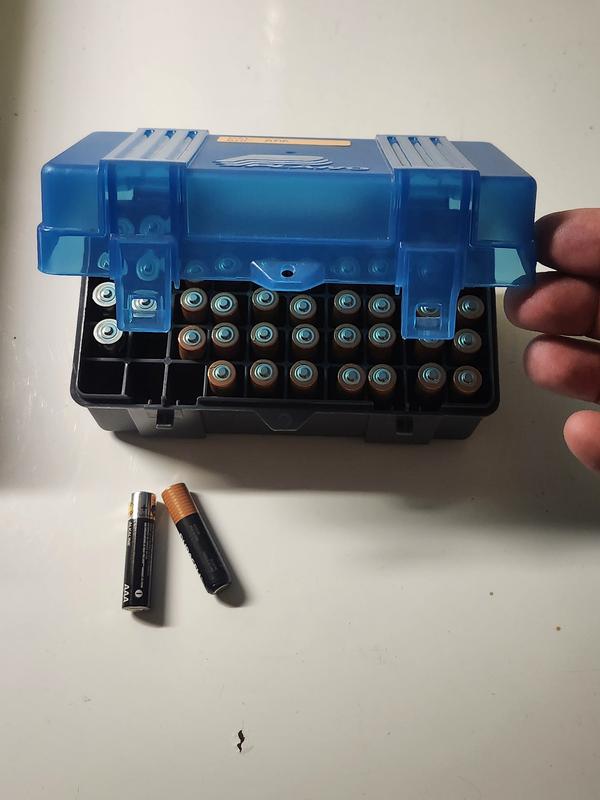 Holds 50 AAA batteries. (AA do not fit)