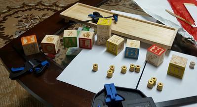 My crafting abilities. Personalized Menorah for my God son