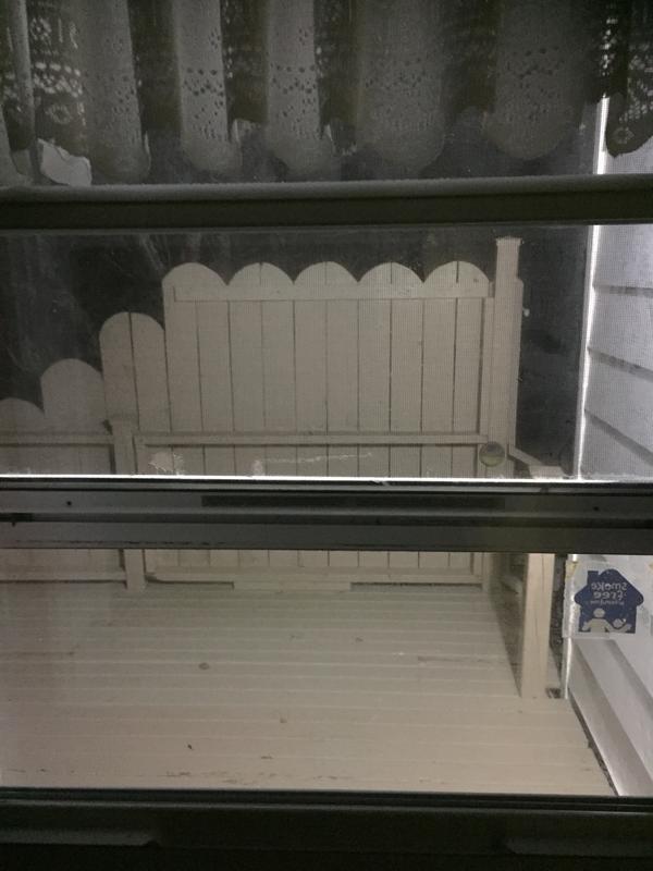 It’s pitch black outside and this is the view of my back step.