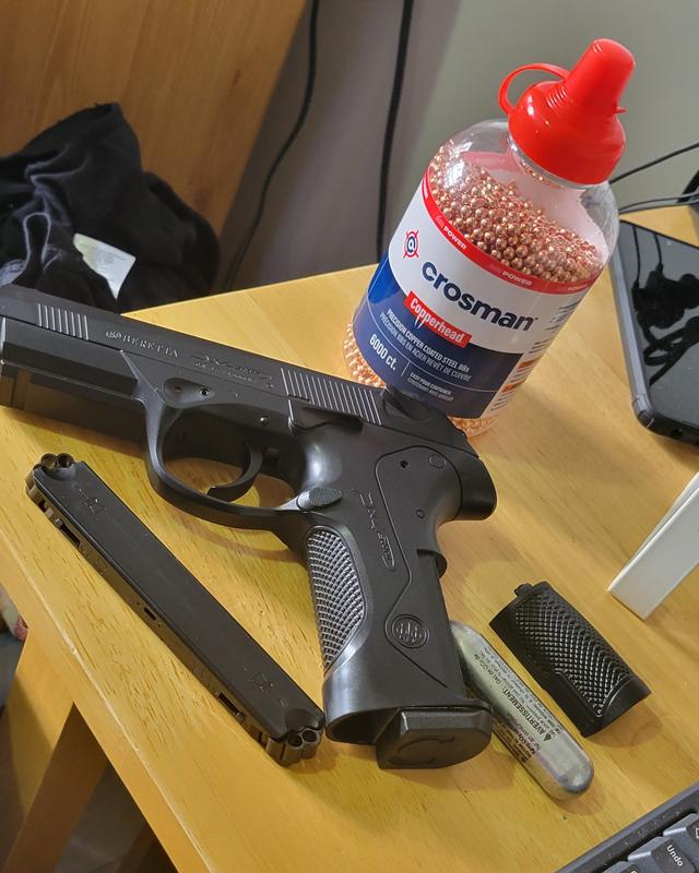 Umarex Beretta PX4 with 12-gram CO2 canister and Crosman copper BBs
