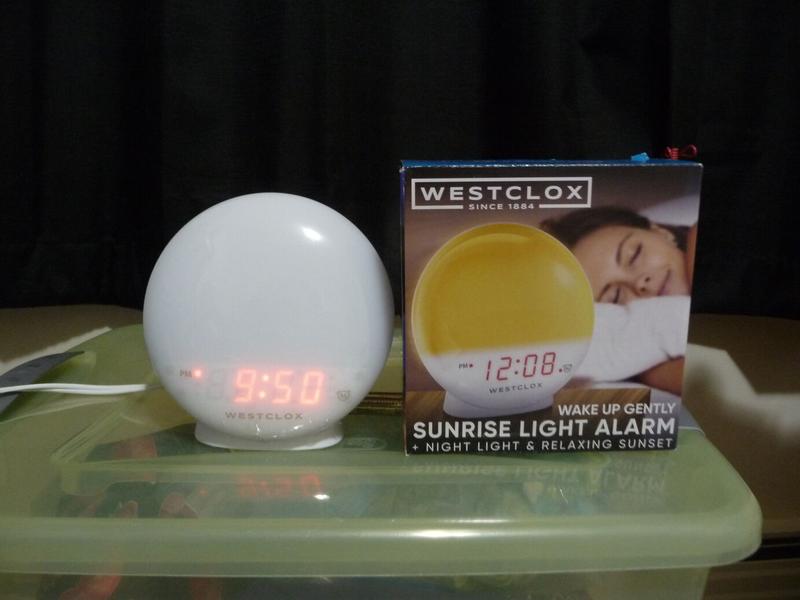 Westclox Sunrise Alarm & box during the day.