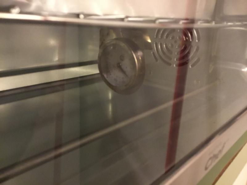 My thermometer with the oven set above 400F on the timer as the employee suggested