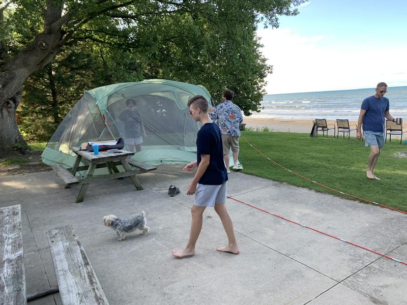 Useless in any wind. Size is great, tones of space around a picnic table.