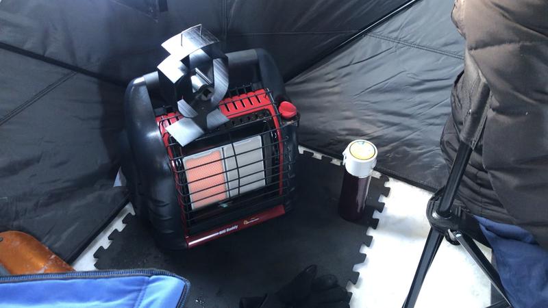 Big Buddy with stove Fan to spread the heat.