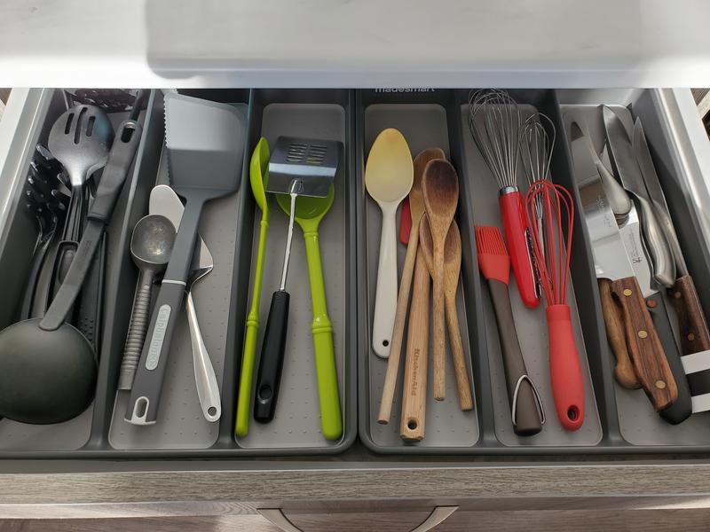 2 trays for wider drawer. Keeps things organized.
