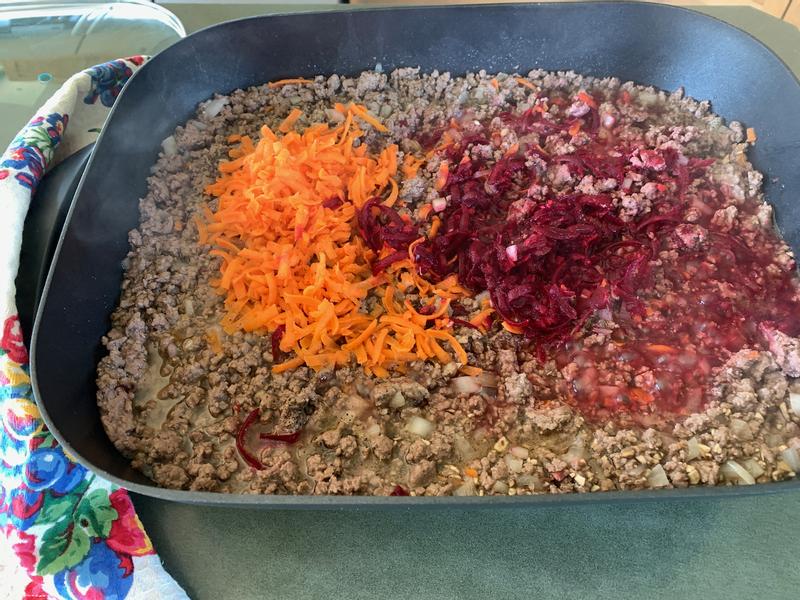 Preparing the filling for a meat pie is easy in this electric skillet.