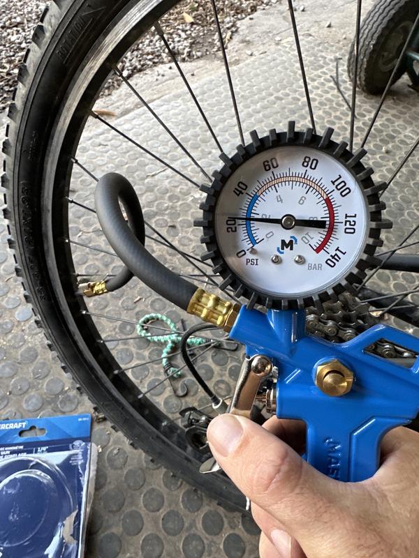 Connected to bike tire - psi gauge