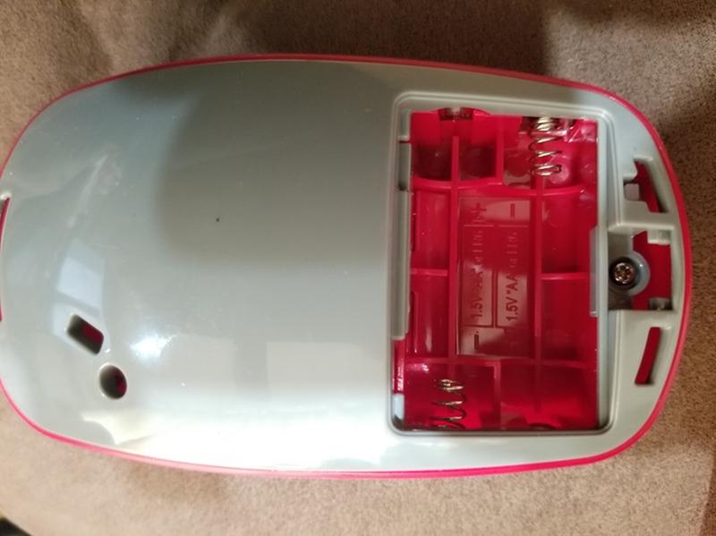 Top view with main (red) cover off and battery lid removed.