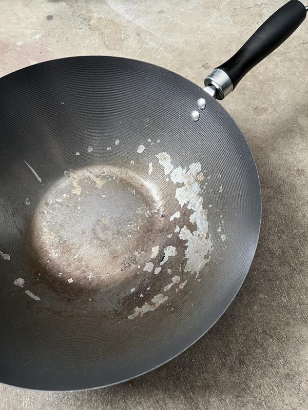 Finish flaked off like dried paint.