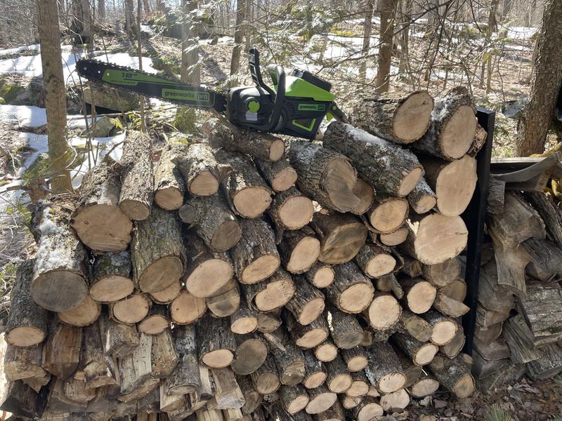 Example of how much hardwood a single charge cut, stopping at 10%