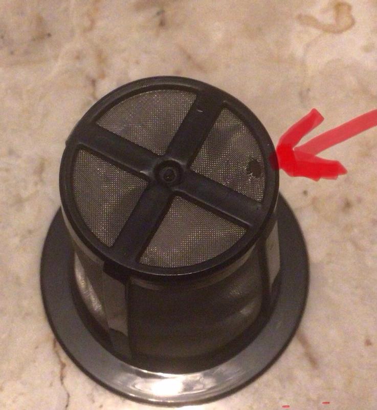 Small hole in filter. Replacement is VERY costly