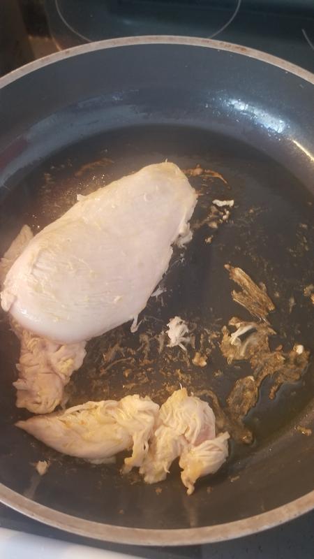 Chicken welded to the pan when it wasn't even on high heat