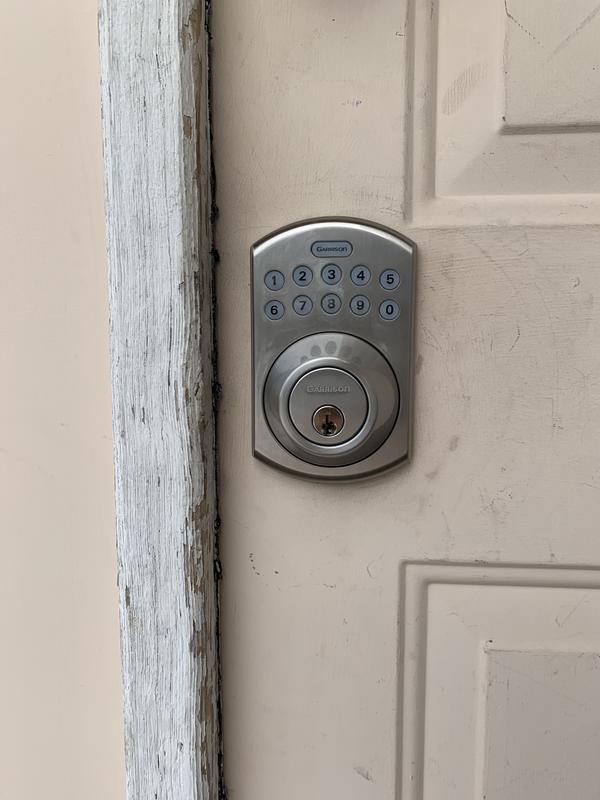 Garrison Electronic Keypad Door Lock with Juran Lever, Satin Nickel
