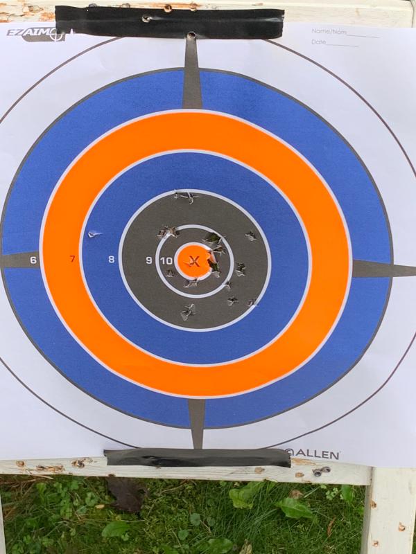 At 50 feet. Not the same scope. And my son is 10 years old shot that.