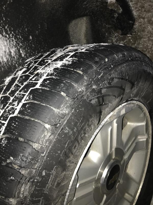 Very little tread left after 10 months on the True North winter tires.