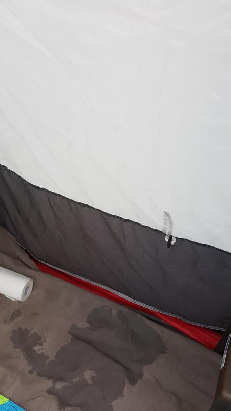 Water from the side of the tent, soakong the airbed