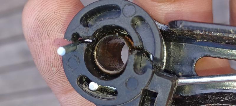 Cracked return spring on the rear brakes