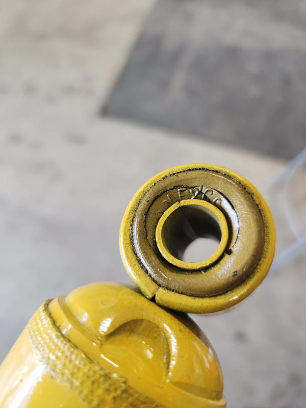 Rubber cracked around pin