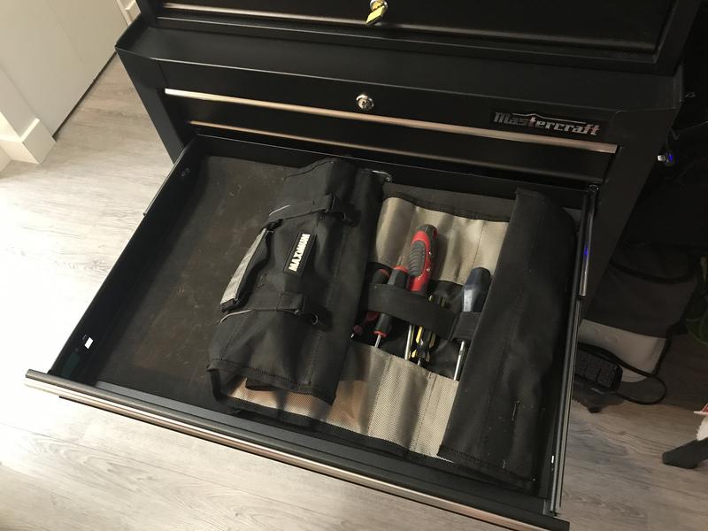 Lower section second drawer with MAXIMUM pouch for organized and portable tools.