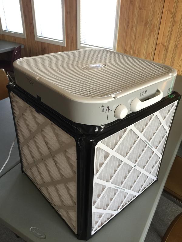 Used on Corsi-Rosenthal air filter box with MERV13 filters to clear mold, smoke, dustmites and droplet nuclei from coughs & sneezes