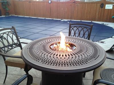 My fire table set up and at almost full flame.
