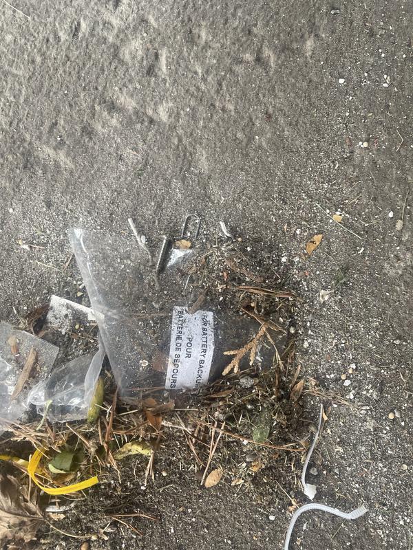 multiple screws, bolts, and staples left behind requiring sweeping of garage