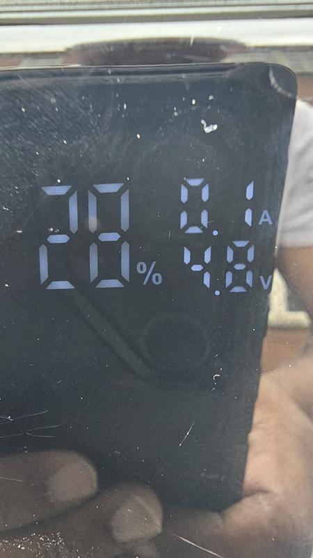 Powerbank started at 28% already charged and went up to 74% in about 5 hrs.