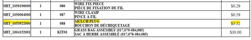 Part Reference for the Mulch Plug