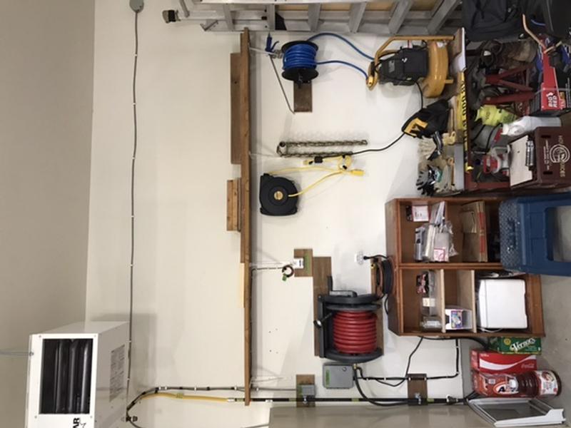 Mounted on garage wall