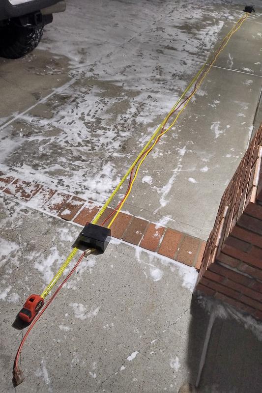 Mastercraft cord length (yellow) alongside 25-foot tape measure and 8-metre cord (orange)