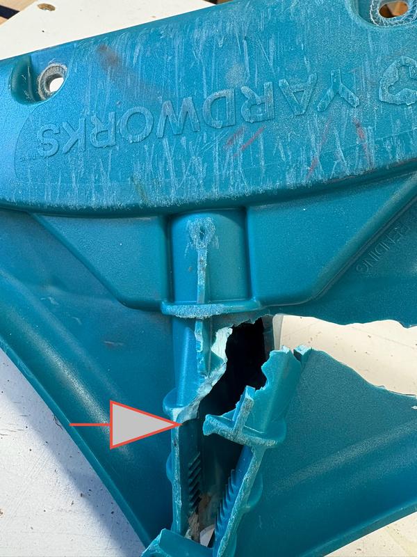 Stress riser at inside sharp corner.