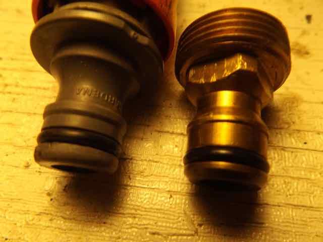 The differences between the YardWorks male connector and the Gardena male connector.