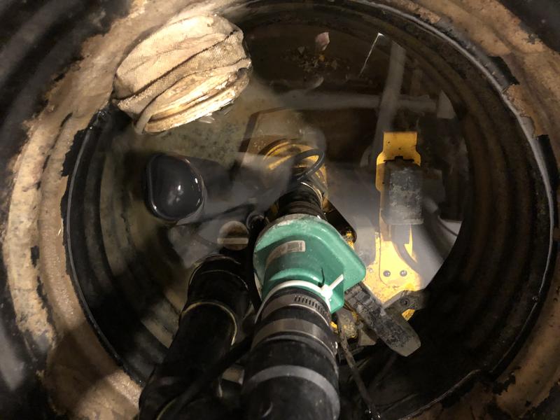 High float level (inlet drain not completely submerged)