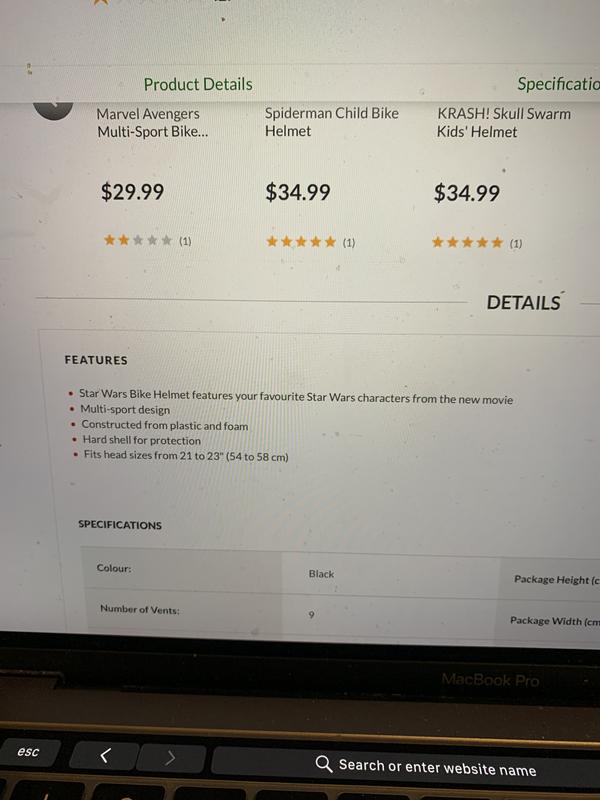 size range and item description