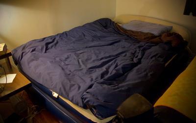 Excuse the mess, but the Aerobed is in part of the living room during this hot summer, where it is cooler. I live in an odd shaped apartment, where a cross breeze does not reach my bedroom.