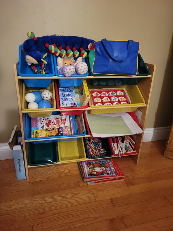 For Living Kids 12-Bin Bedroom/Playroom Toy Storage Organizer, Yellow