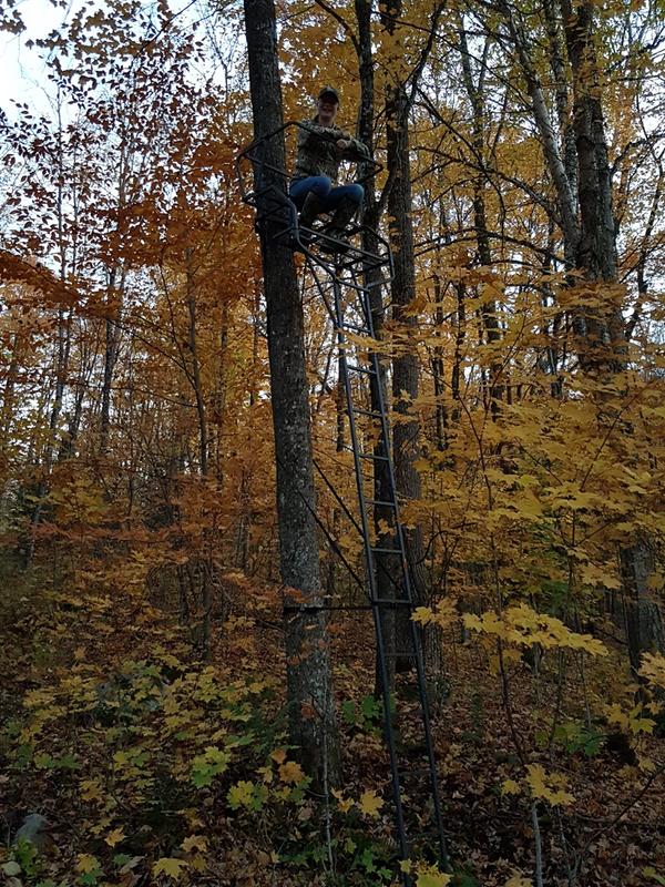 My Daughter up in the tree stand when completed