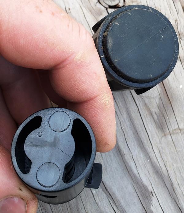 Rear view of hollow plastic core, I think the round areas may be metal