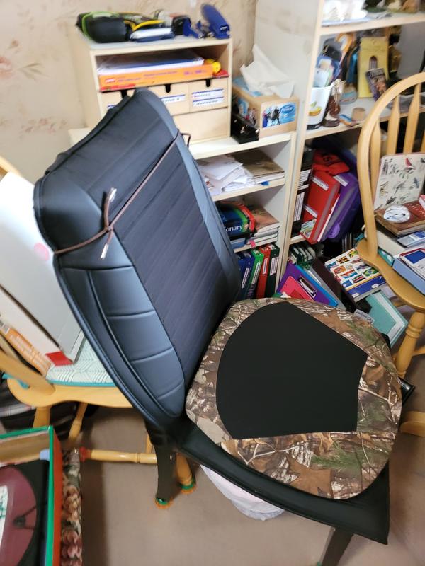 3rd Pic. From Right  , Back - Rest on Deacon's - Chair . 2nd From Right , Swivel - Cushion on Chair - Seat . 1st Pic. , Cushion on Top for Comfort .