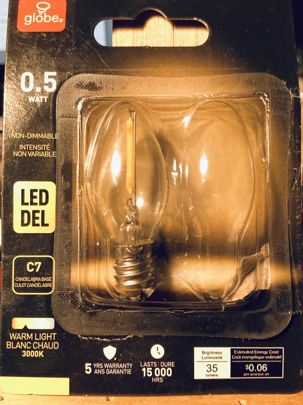 NOMA C7 E12 Base Night Non-Dimmable LED Light Bulb, 3000K, 5