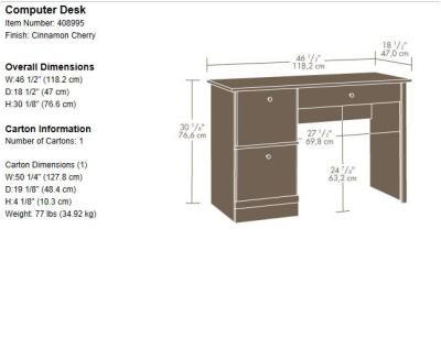 Sauder Cinnamon Cherry Computer Desk 46 5 X 18 5 X 30 3 In