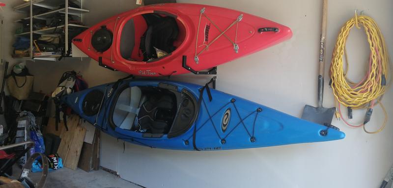 Nice way to have the kayaks off the floor with the rack