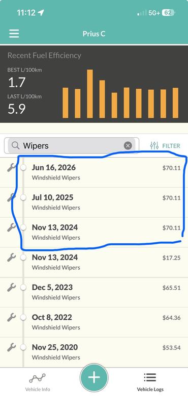 Évolution des prix des ces balais à travers le temps, mon historique remonte encore plus loin.