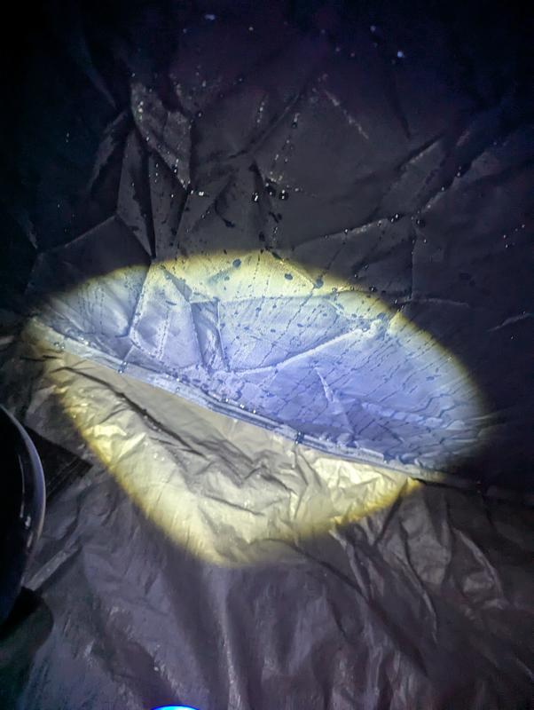 water inside tent